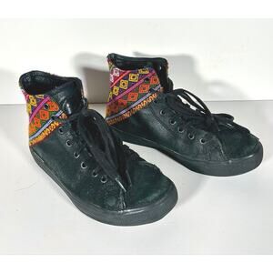 Inkkas Aztec Black‎ Suede High Top Sneakers Women’s 8 Southwestern Tribal Boho